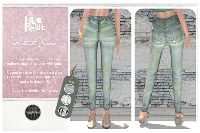 ~*INDIE ROSE*~ MESH Stretch Jeans - Acid Wash 2 Denim