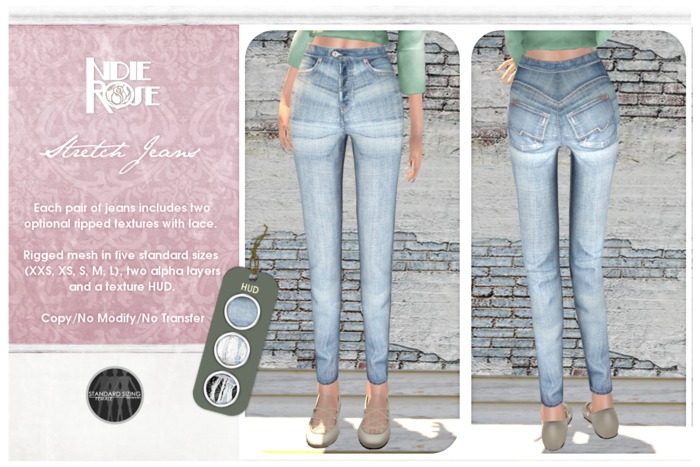 ~*INDIE ROSE*~ MESH Stretch Jeans DEMOS