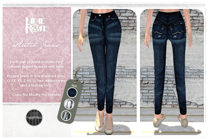 ~*INDIE ROSE*~ MESH Stretch Jeans - Navy Blue Denim 