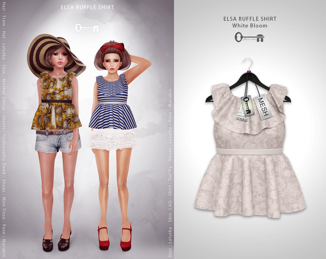  The Secret Store - Elsa Ruffle Shirt - White Bloom