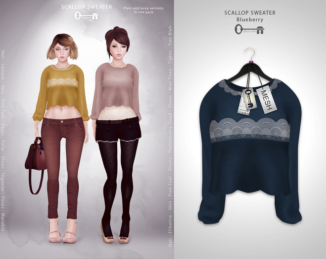  The Secret Store - Scallop Sweater - Blueberry 