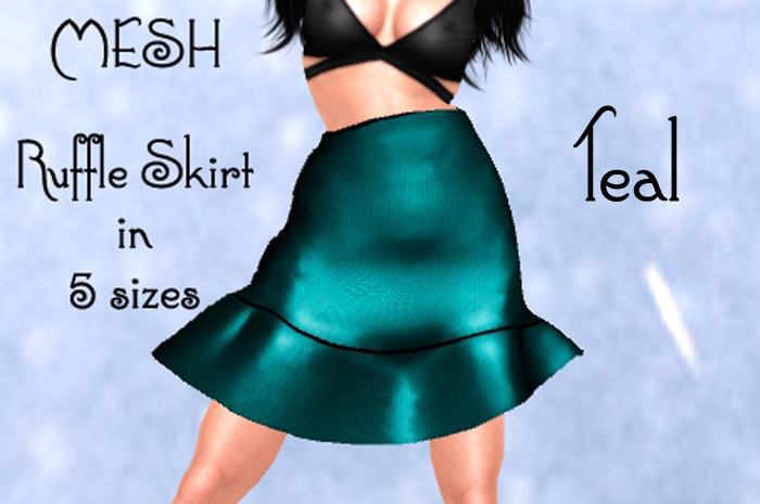 MESH Satin Ruffle Skirt Teal