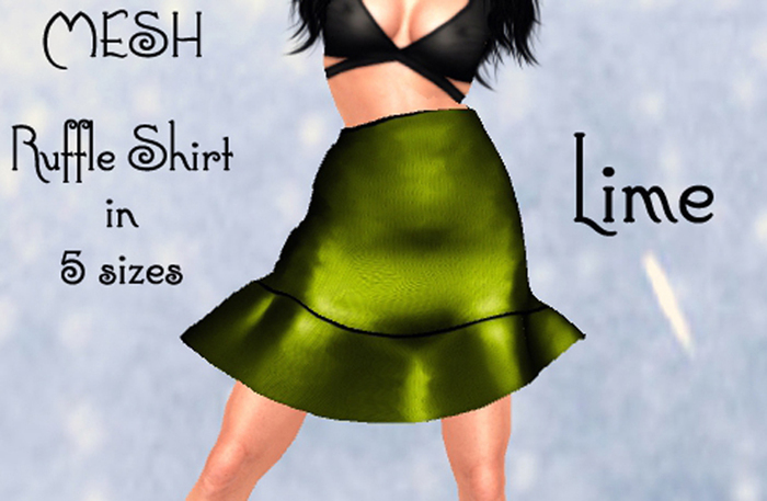 Mesh Ruffle Skirt  in Lime 