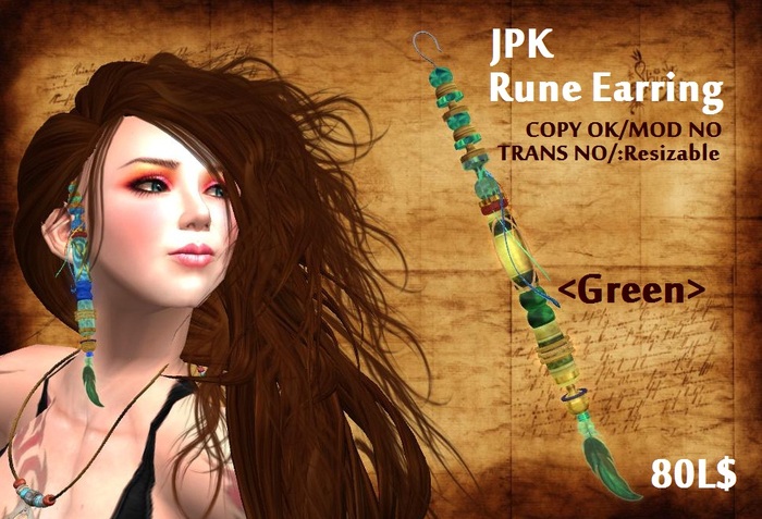**JPK Rune Earring (Green) BOX