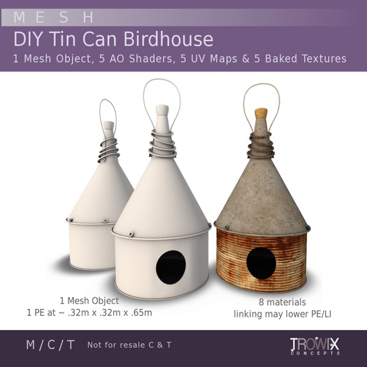 Trowix - DIY Tin Can Birdhouse Mesh Pack
