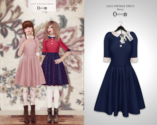  The Secret Store - Lulu Vintage Dress - Navy 