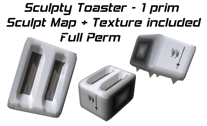 1 prim sculpty toaster + Full Perm sculpt map and texture