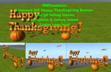 Animated GIF Happy Thanksgiving Banner wthi pumpkins & sound  (boxed)