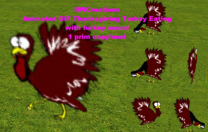 Animated GIF Thanksgiving turkey eating with sound (boxed)