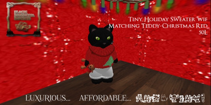 **BMI** Tiny Holiday Sweater wif Teddy-Christmas Red BOXED