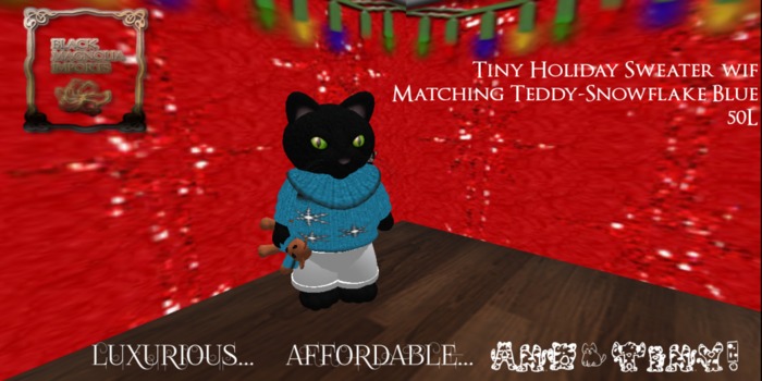 **BMI** Tiny Holiday Sweater wif Teddy-Snowflake Blue BOXED