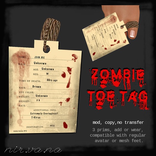 Zombie Toe Tag