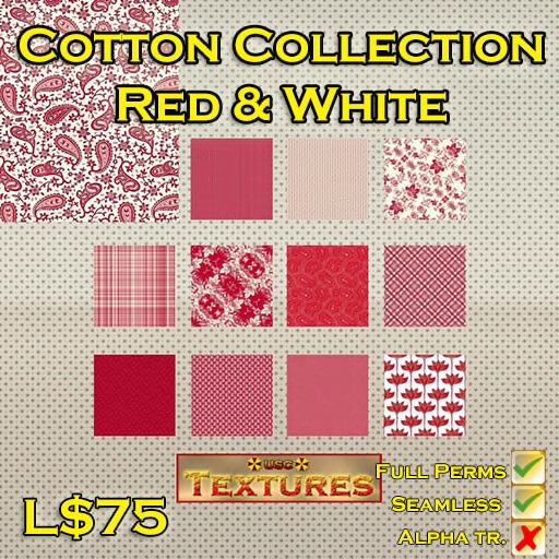 USC Textures - Cotton Collection: Red & White 