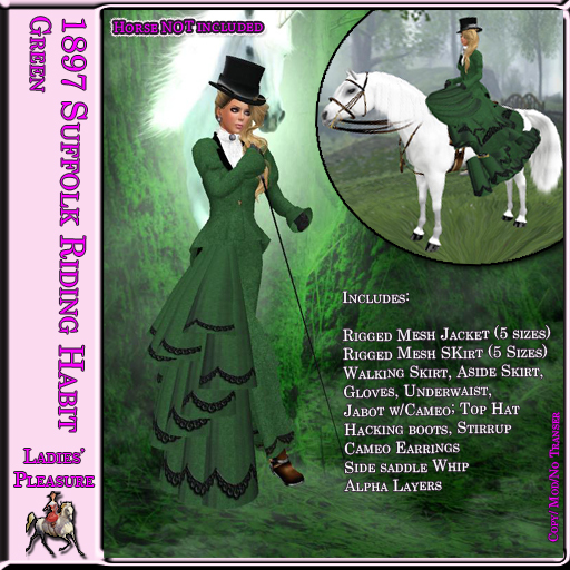 ~LP~ 1897 Suffolk Riding Habit (Boxed) Green