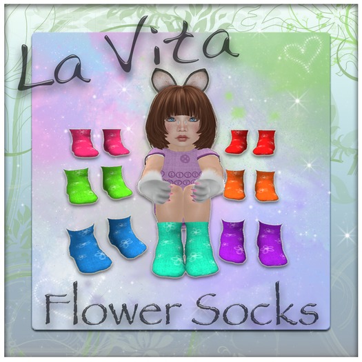[L.V.] Flower Colored Socks (Fat Pack- TD)