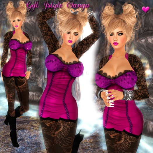 COMPLETE OUTFIT PURPLE-BLACK+APPLY TANGO LOLAS