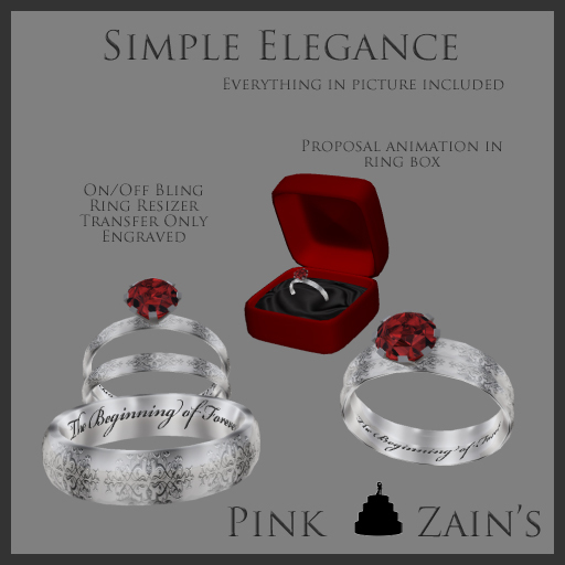 Simple Elegance Wedding Set - Platinum/Ruby [Boxed]