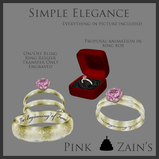 Simple Elegance Wedding Set - Gold/Pink Diamond [Boxed]