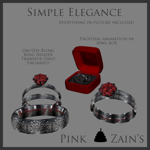 Simple Elegance Wedding Set - Goth/Ruby [Boxed]