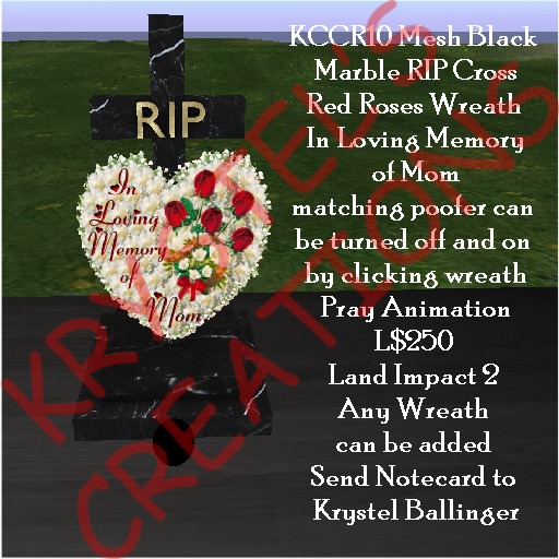 KCCR10 ILM of Mom Mesh Black Marble Cross & Pray Anim (Rezz Me)