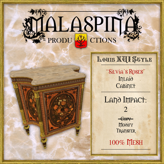 "Silvia's Roses" Rococo Inlaid Cabinet