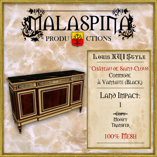 "Chateau de Saint-Cloud" Commode à Vantaux (Black)