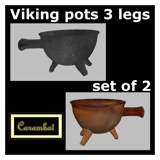 Viking pots 3 legs - set of 2
