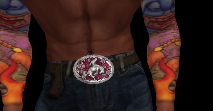 SaSS pkg Pink Bronco Belt buckle