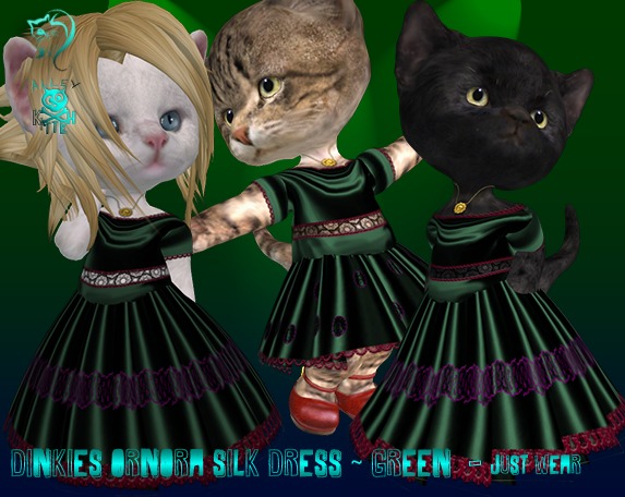 DINKIES ORNORA SILK DRESS-GREEN