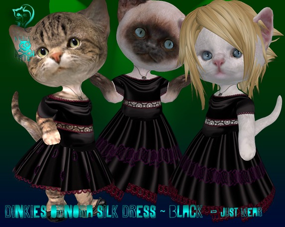 DINKIES ORNORA SILK DRESS-BLACK