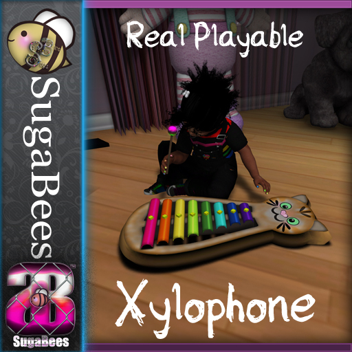Second Life Marketplace [SugaBees] Orange Kitty Xylophone Toy (boxed)