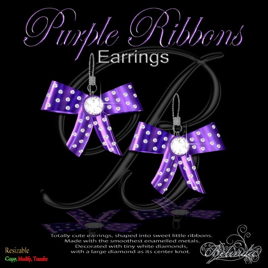 Purple Ribbons - Earrings - GB