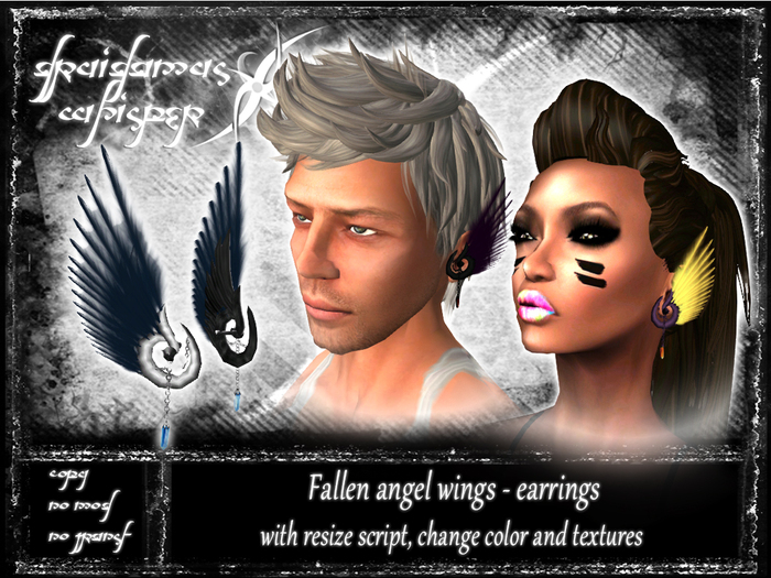 Druidamus Whisper - Fallen angel wings - earrings