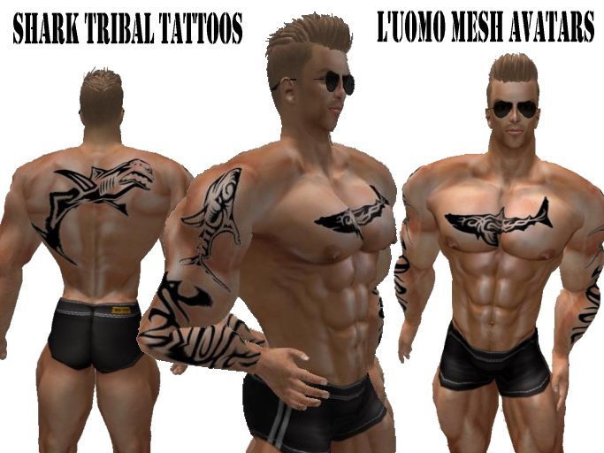 Tribal Shark Tattoos -- L'Uomo Mesh Avatars