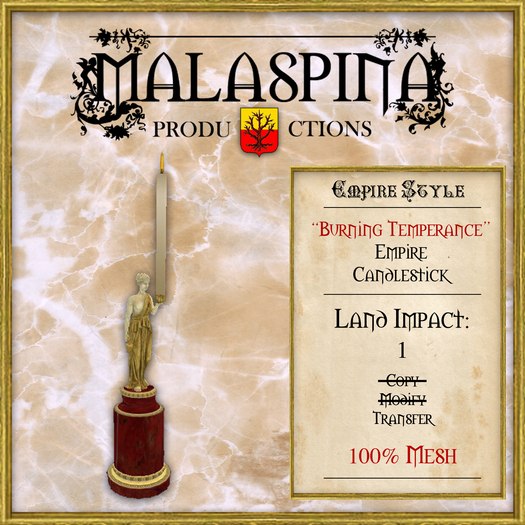 "Burning Temperance" Empire Candlestick