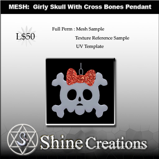 MESH: Girly Skull With Crossbone Pendant Pack