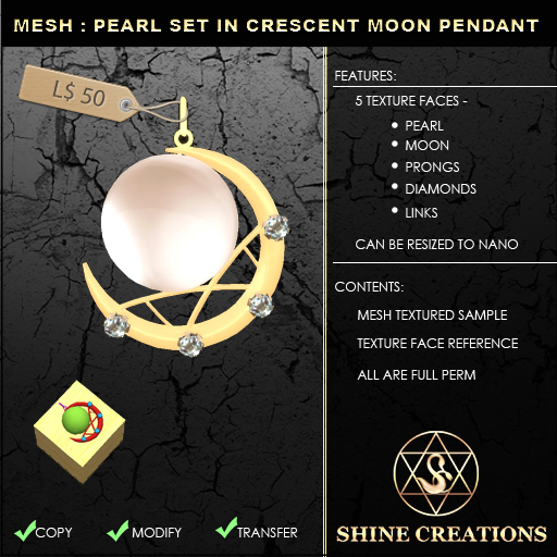 MESH: Pearl Set in Crescent Moon Pendant Pack