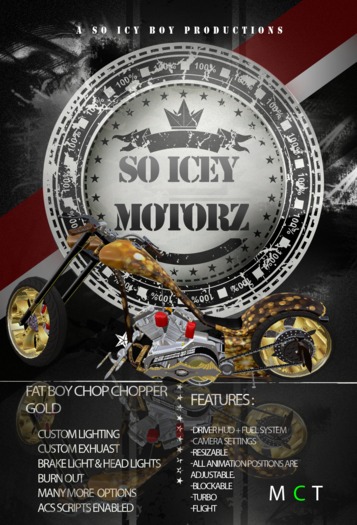 ...:SIB Motorz:...Fat Boy Chop Chopper Gold Diamonds BOXED