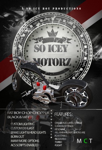 ...:SIB Motorz:...Fat Boy Chop Chopper Black & Ice BOXED