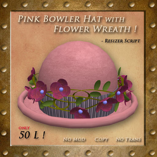 Pink Bowler with Flower Wreath, Boxed