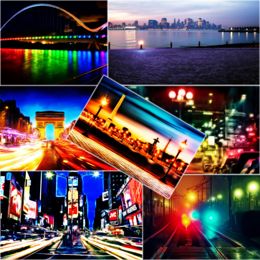 7 Lighted City Photo Background Texture