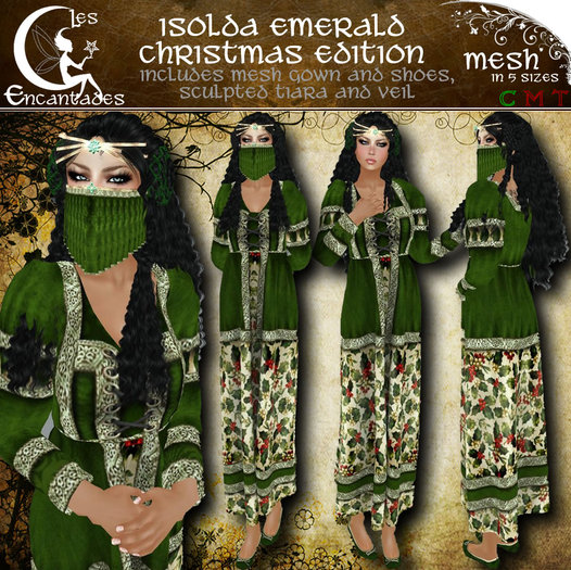 Isolda Emerald Christmas edition - medieval mesh outfit **OUTLET ITEM**