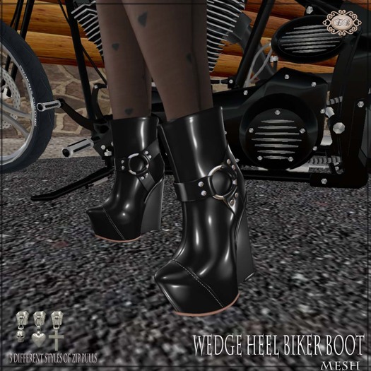 .:Ecce Bellus:. Wedge Heel Biker Boots