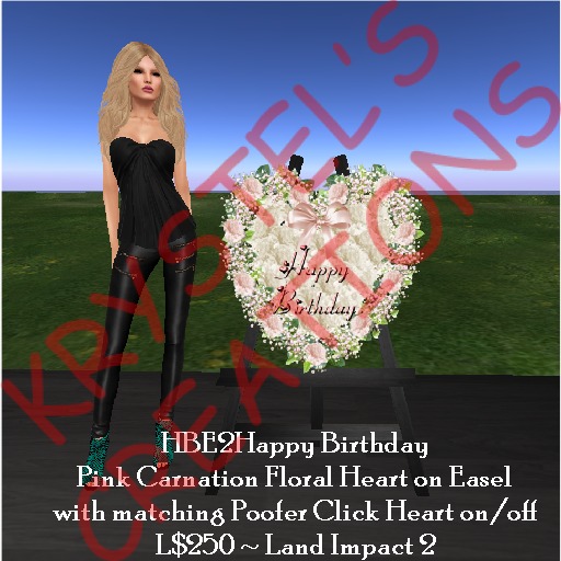 HBE2 Happy Birthday Carnation Heart on Easel (Rezz Me)