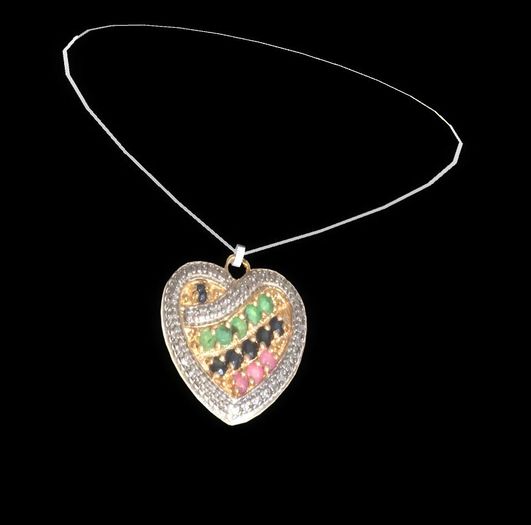 Heart Stone Necklas Silver