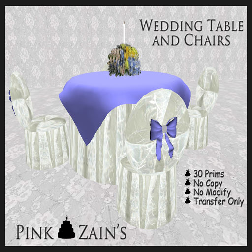 Wedding Table - Round/Blue & 4 Chairs