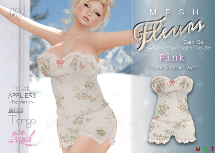 [LuVs] Fleurs Cami Set Pink + Tango Lush Appliers