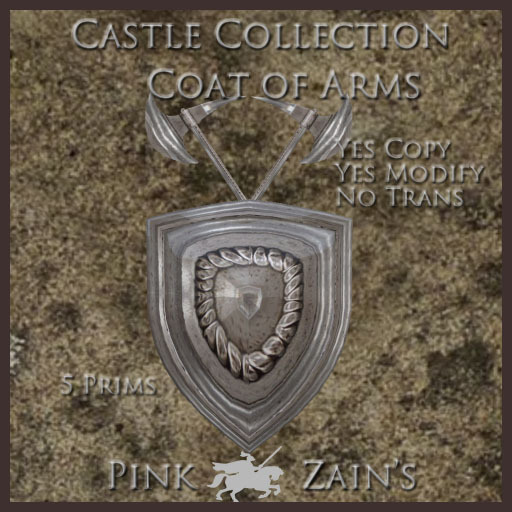 Castle 3D Shield and Axes - Silver