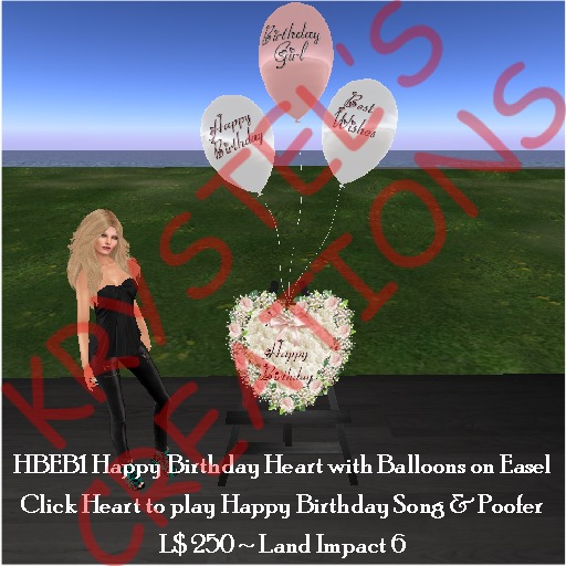 HBEB1 Happy Birthday Pink Heart Balloons on Easel (Rezz Me)