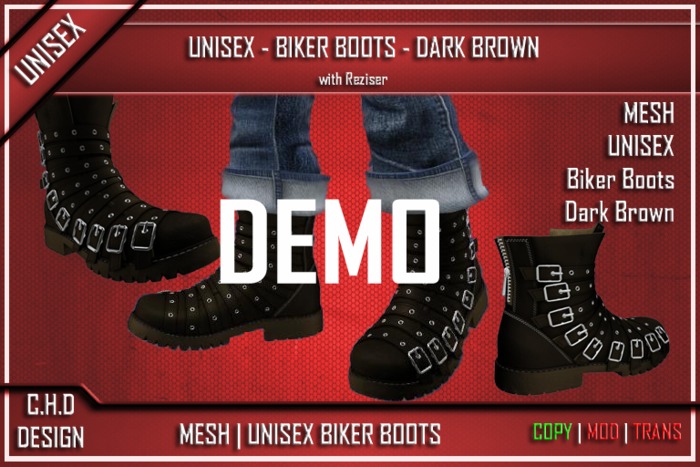 DEMO - [C.H.D] MESH Unisex Biker Boots - Dark Brown
